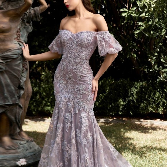 Cinderella Dresses & Skirts - VIOLET PROM PARTY MERMAID LACE GOWN OFF THE SHOULDER OPEN BACK DRESS CD959